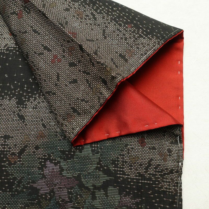 大島紬 良品 証紙なし しつけ糸付き 正絹 木の葉・植物柄 袷仕立て 身丈161cm 裄丈66cm リサイクル着物 着物 茶_画像14