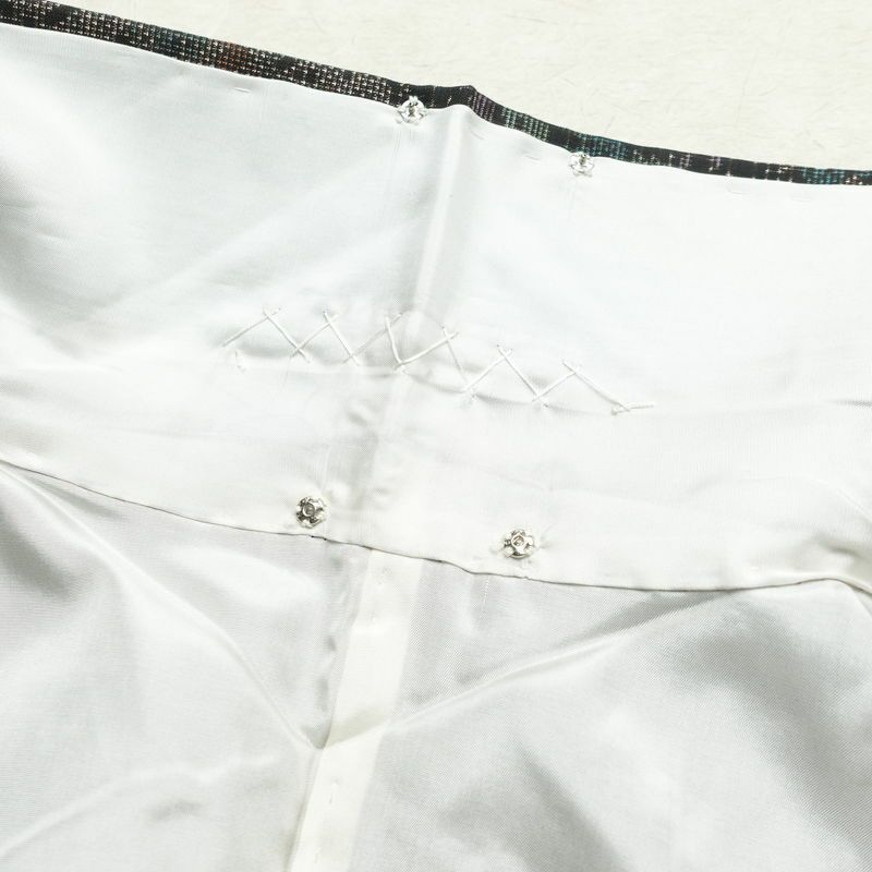 大島紬 良品 証紙なし しつけ糸付き 正絹 木の葉・植物柄 袷仕立て 身丈161cm 裄丈66cm リサイクル着物 着物 茶_画像19