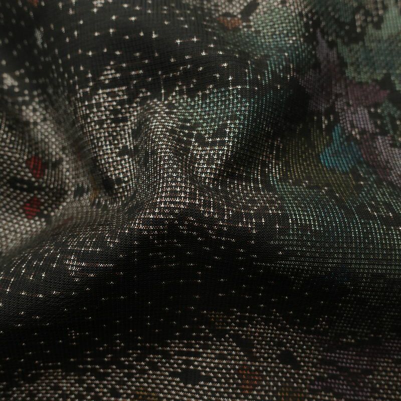 大島紬 良品 証紙なし しつけ糸付き 正絹 木の葉・植物柄 袷仕立て 身丈161cm 裄丈66cm リサイクル着物 着物 茶_画像21