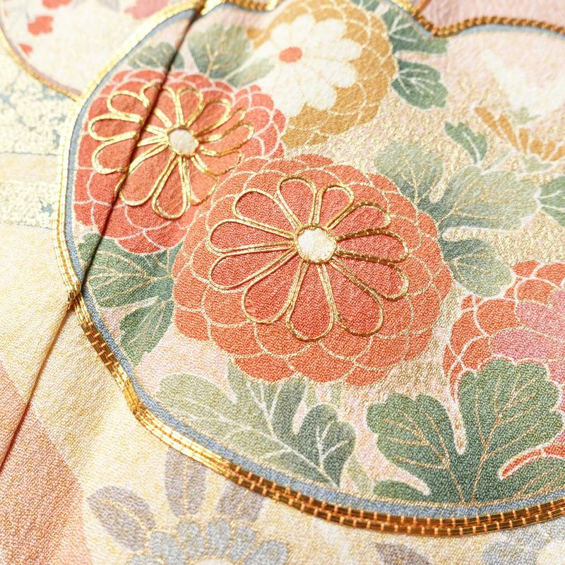 訪問着 良品 しつけ糸付き 金駒刺繍 正絹 古典柄 袷仕立て 身丈164cm 裄丈66cm リサイクル着物 着物 箔 入学式 結婚式 七五三 パーティー お宮参り フォーマル ピンク_画像7