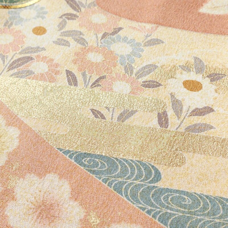 訪問着 良品 しつけ糸付き 金駒刺繍 正絹 古典柄 袷仕立て 身丈164cm 裄丈66cm リサイクル着物 着物 箔 入学式 結婚式 七五三 パーティー お宮参り フォーマル ピンク_画像12