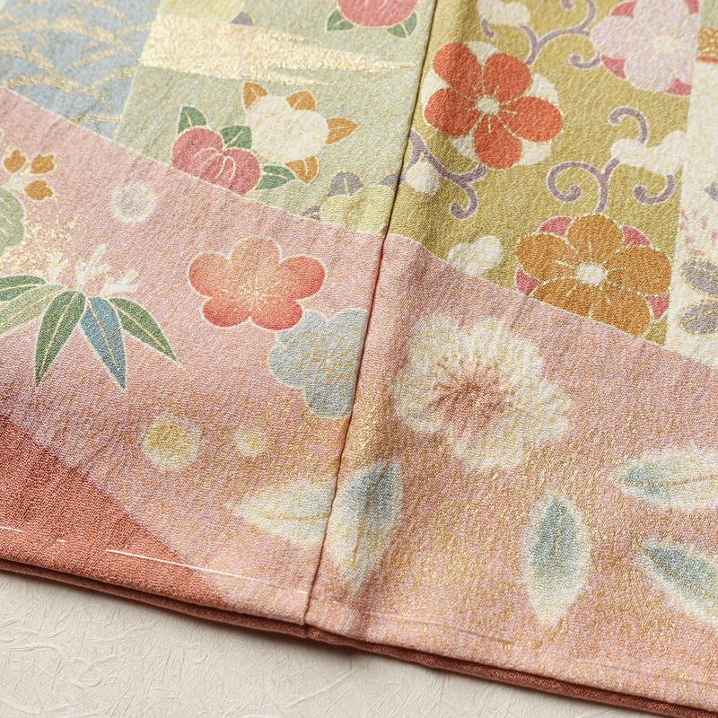 訪問着 良品 しつけ糸付き 金駒刺繍 正絹 古典柄 袷仕立て 身丈164cm 裄丈66cm リサイクル着物 着物 箔 入学式 結婚式 七五三 パーティー お宮参り フォーマル ピンク_画像13