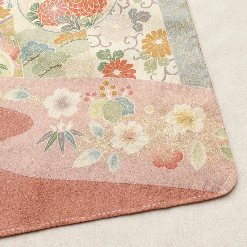 訪問着 良品 しつけ糸付き 金駒刺繍 正絹 古典柄 袷仕立て 身丈164cm 裄丈66cm リサイクル着物 着物 箔 入学式 結婚式 七五三 パーティー お宮参り フォーマル ピンク_画像17