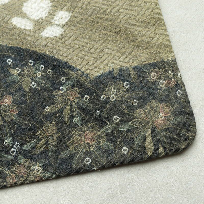 訪問着 良品 絞り 正絹 木の葉・植物柄 袷仕立て 身丈161cm 裄丈65cm リサイクル着物 着物 刺繍 金彩 入学式 卒業式 七五三 パーティー フォーマル ブルーグレー グレー_画像16