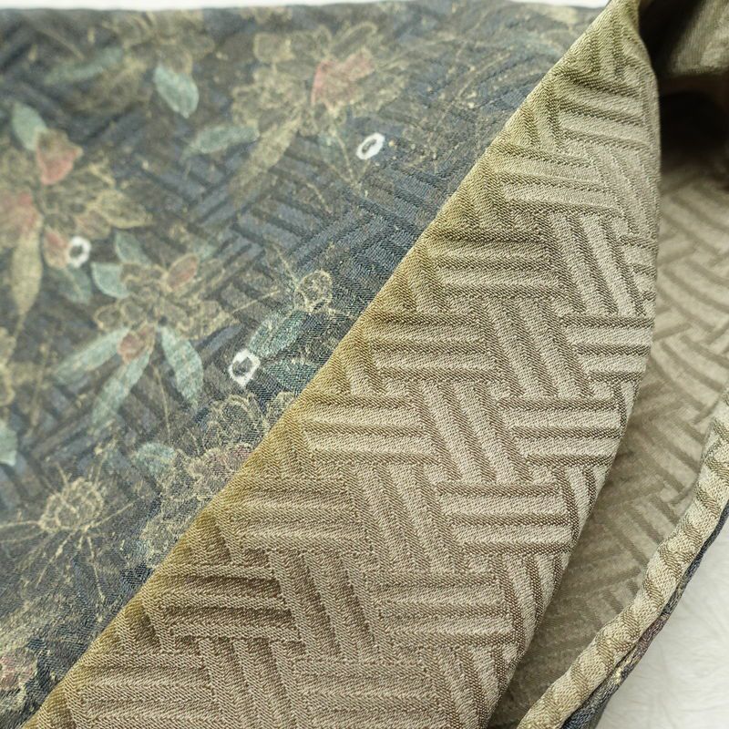 訪問着 良品 絞り 正絹 木の葉・植物柄 袷仕立て 身丈161cm 裄丈65cm リサイクル着物 着物 刺繍 金彩 入学式 卒業式 七五三 パーティー フォーマル ブルーグレー グレー_画像21