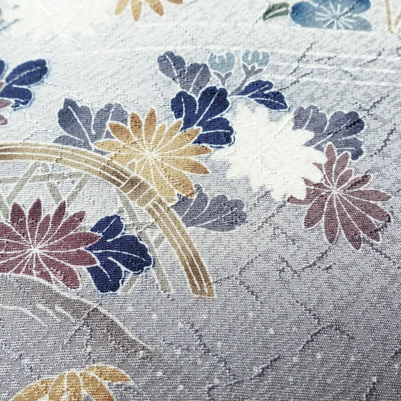 付け下げ 美品 しつけ糸付き 正絹 風景柄 袷仕立て 身丈159cm 裄丈65cm リサイクル着物 着物 入学式 卒業式 七五三 お宮参り くすみブルー フォーマル 青・紺_画像8