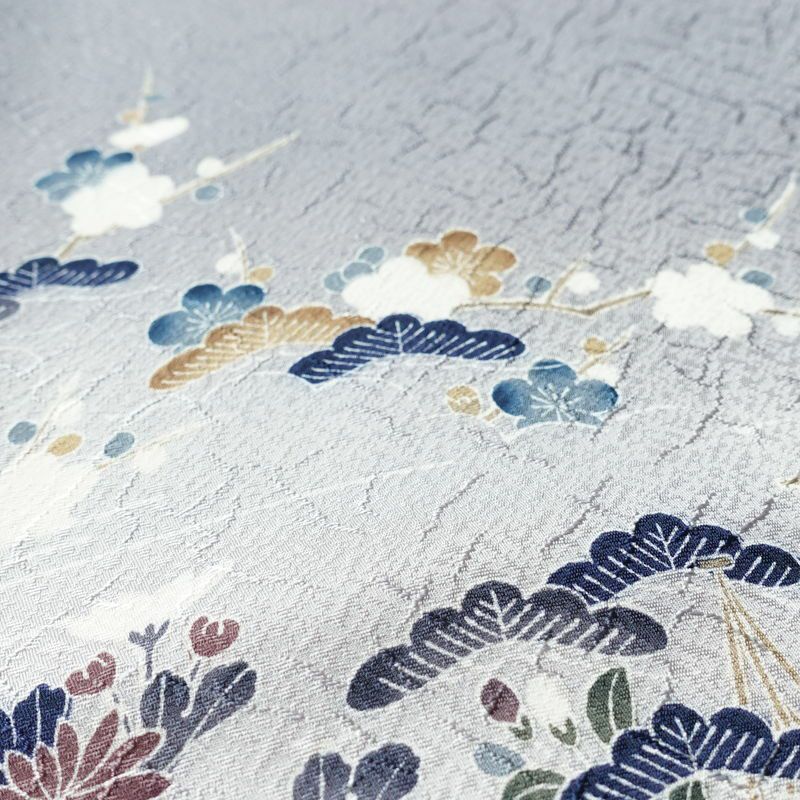 付け下げ 美品 しつけ糸付き 正絹 風景柄 袷仕立て 身丈159cm 裄丈65cm リサイクル着物 着物 入学式 卒業式 七五三 お宮参り くすみブルー フォーマル 青・紺_画像9