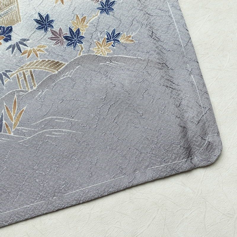 付け下げ 美品 しつけ糸付き 正絹 風景柄 袷仕立て 身丈159cm 裄丈65cm リサイクル着物 着物 入学式 卒業式 七五三 お宮参り くすみブルー フォーマル 青・紺_画像16