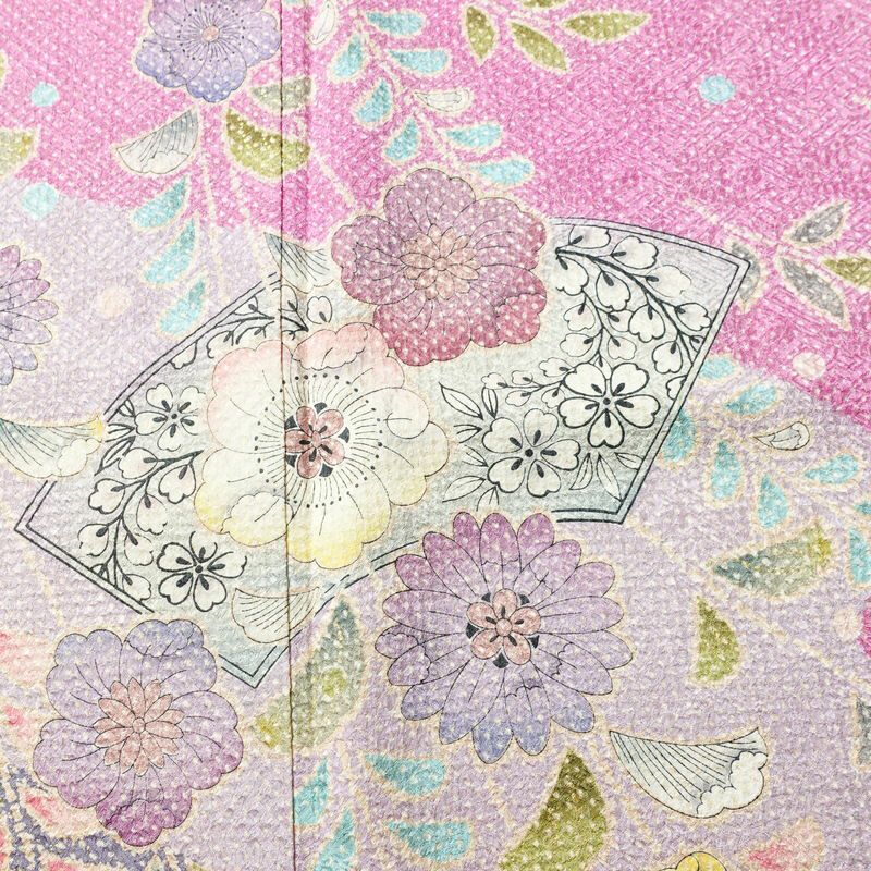 訪問着 美品 しつけ糸付き 絞り 総絞り 正絹 花柄 袷仕立て 身丈167.5cm 裄丈68.5cm リサイクル着物 着物 箔 入学式 結婚式 パーティー フォーマル 華やか 紫・藤色_画像6