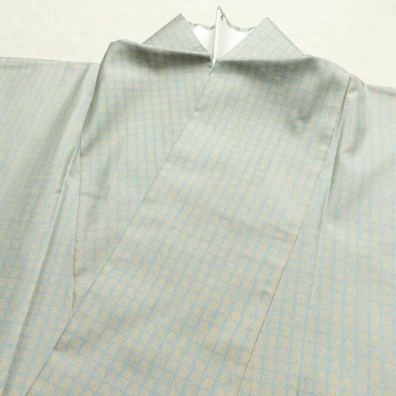 付け下げ 正絹 その他の柄 袷仕立て 身丈161cm 裄丈63.5cm リサイクル着物 着物 モダン 紬地 青・紺_画像17