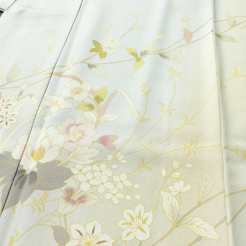 訪問着 良品 しつけ糸付き 縮緬 正絹 花柄 袷仕立て 身丈166cm 裄丈68cm リサイクル着物 着物 入学式 卒業式 七五三 お宮参り フォーマル 上品 青・紺_画像5