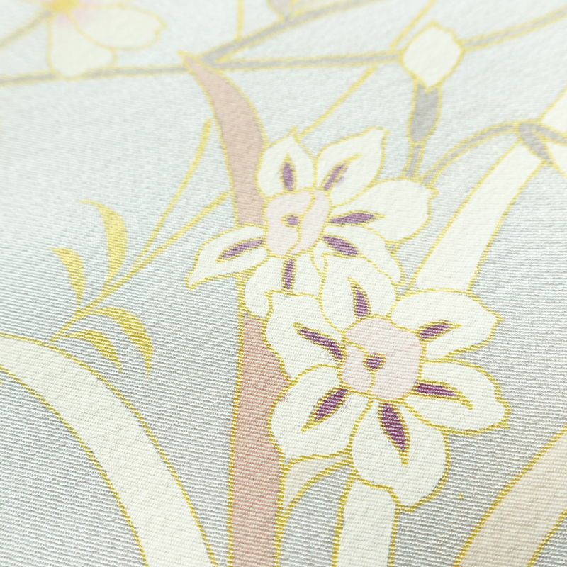 訪問着 良品 しつけ糸付き 縮緬 正絹 花柄 袷仕立て 身丈166cm 裄丈68cm リサイクル着物 着物 入学式 卒業式 七五三 お宮参り フォーマル 上品 青・紺_画像9