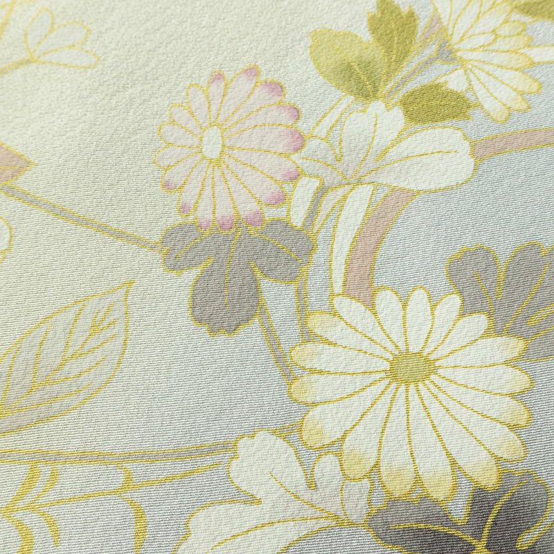 訪問着 良品 しつけ糸付き 縮緬 正絹 花柄 袷仕立て 身丈166cm 裄丈68cm リサイクル着物 着物 入学式 卒業式 七五三 お宮参り フォーマル 上品 青・紺_画像11