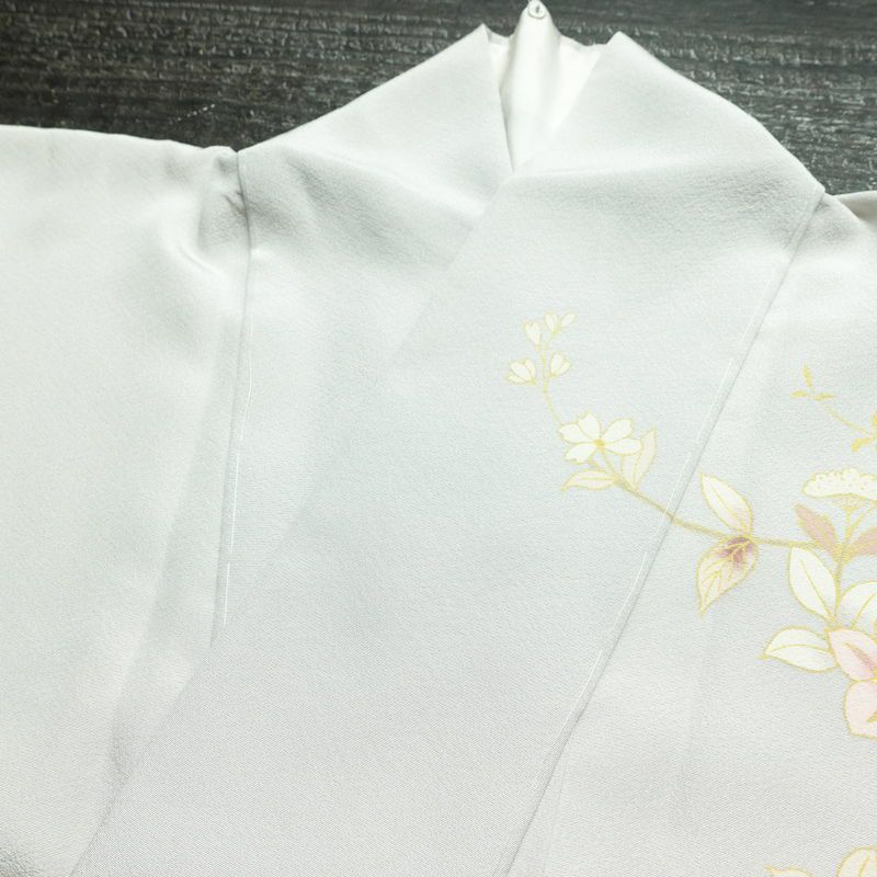 訪問着 良品 しつけ糸付き 縮緬 正絹 花柄 袷仕立て 身丈166cm 裄丈68cm リサイクル着物 着物 入学式 卒業式 七五三 お宮参り フォーマル 上品 青・紺_画像18