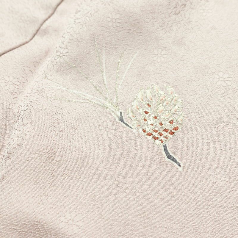 付け下げ 良品 一つ紋付き 正絹 木の葉・植物柄 袷仕立て 身丈161cm 裄丈67cm リサイクル着物 着物 箔 入学式 卒業式 七五三 お宮参り フォーマル 上品 松葉 松ぼっくり 紫・藤色_画像18