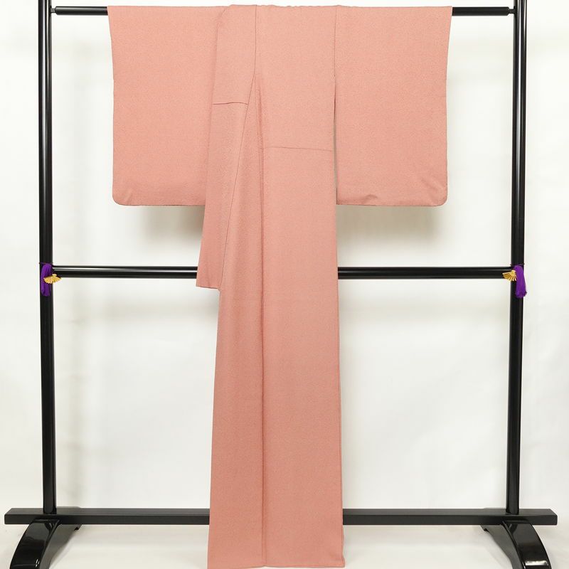 小紋 良品 鮫小紋 落款入り 圓間 正絹 流水・波柄 袷仕立て 身丈164.5cm 裄丈65.5cm リサイクル着物 着物 作家物 シンプル 洒落 ピンク_画像2