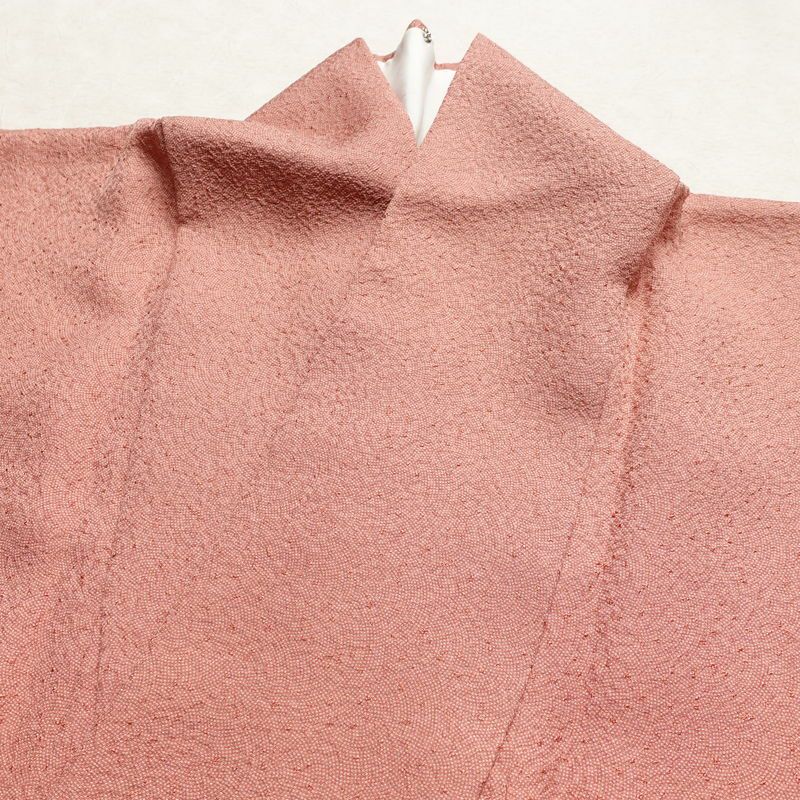 小紋 良品 鮫小紋 落款入り 圓間 正絹 流水・波柄 袷仕立て 身丈164.5cm 裄丈65.5cm リサイクル着物 着物 作家物 シンプル 洒落 ピンク_画像15