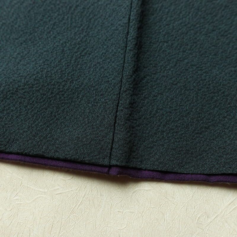 付け下げ 落款入り 辻村寿三郎 ジュサブロー 縮緬 正絹 花柄 袷仕立て 身丈159cm 裄丈63cm リサイクル着物 着物 卒業式 七五三 お宮参り フォーマル シンプル 緑・うぐいす色_画像10