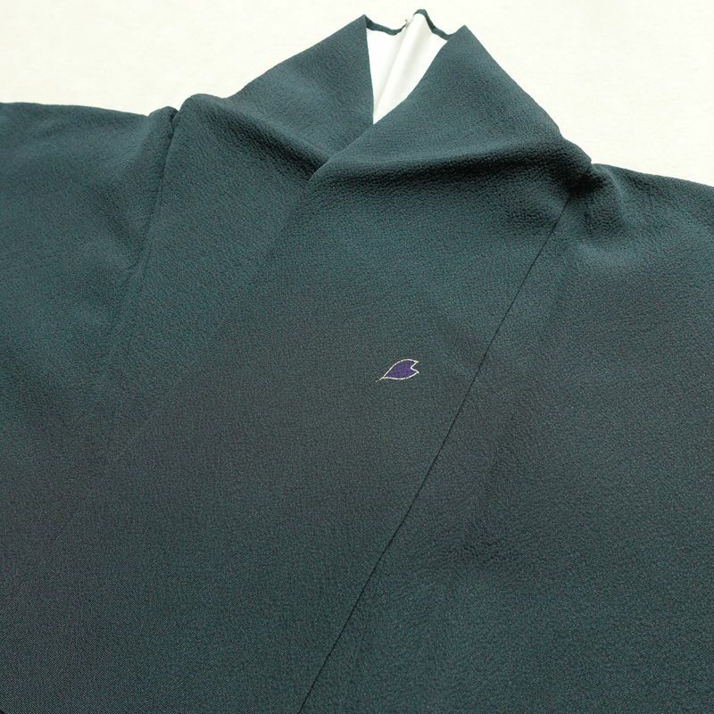 付け下げ 落款入り 辻村寿三郎 ジュサブロー 縮緬 正絹 花柄 袷仕立て 身丈159cm 裄丈63cm リサイクル着物 着物 卒業式 七五三 お宮参り フォーマル シンプル 緑・うぐいす色_画像17