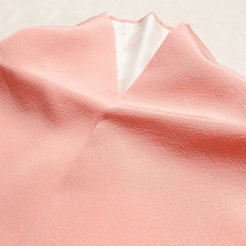 色無地 美品 しつけ糸付き 縮緬 一つ紋付き 正絹 無地 袷仕立て 身丈165.5cm 裄丈66.5cm リサイクル着物 着物 お茶会 フォーマル シンプル ピンク_画像17