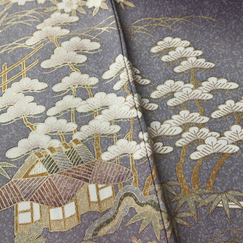 訪問着 良品 金駒刺繍 正絹 風景柄 袷仕立て 身丈166cm 裄丈68cm リサイクル着物 着物 箔 金彩 入学式 卒業式 七五三 お宮参り フォーマル 上品 紫・藤色_画像10