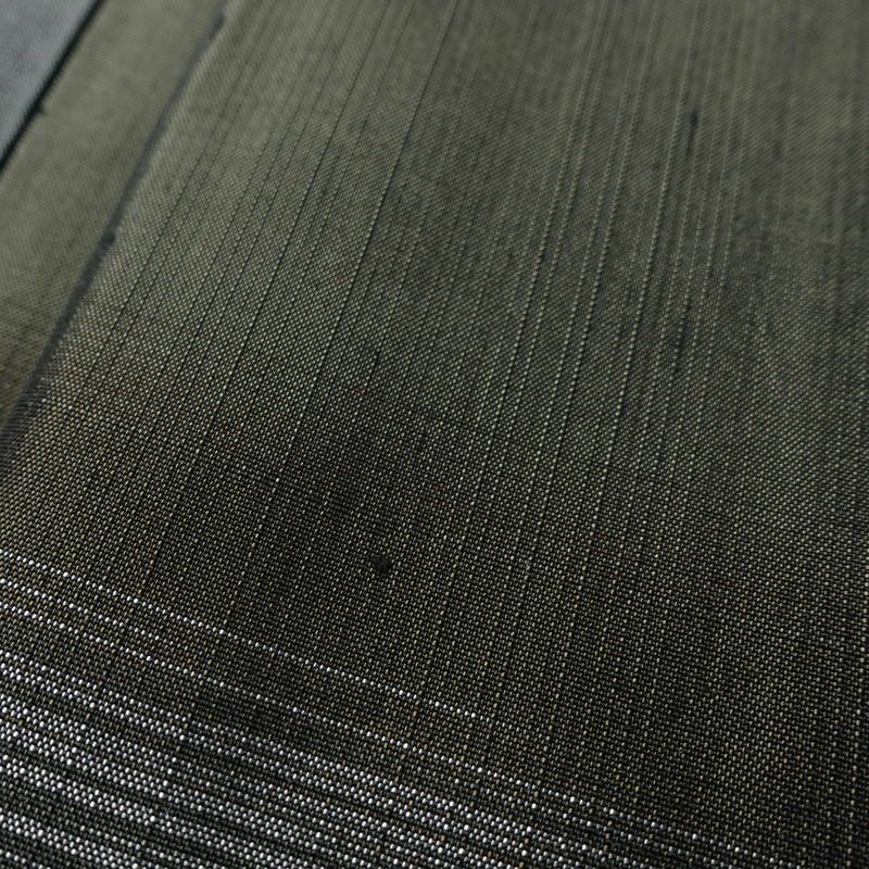 紬 付下 美品 しつけ糸付き 正絹 縞柄・線柄 袷仕立て 身丈159cm 裄丈66cm リサイクル着物 着物 シンプル おしゃれ 緑・うぐいす色_画像8