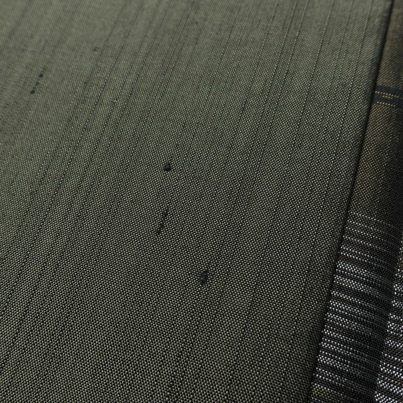 紬 付下 美品 しつけ糸付き 正絹 縞柄・線柄 袷仕立て 身丈159cm 裄丈66cm リサイクル着物 着物 シンプル おしゃれ 緑・うぐいす色_画像11