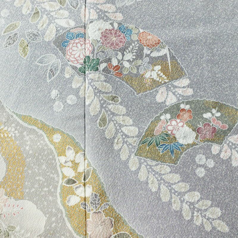 訪問着 良品 しつけ糸付き 縮緬 正絹 古典柄 袷仕立て 絞り 身丈163.5cm 裄丈67cm リサイクル着物 着物 箔 共八掛 入学式 卒業式 結婚式 七五三 お宮参り フォーマル 青・紺_画像6