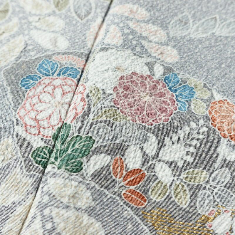 訪問着 良品 しつけ糸付き 縮緬 正絹 古典柄 袷仕立て 絞り 身丈163.5cm 裄丈67cm リサイクル着物 着物 箔 共八掛 入学式 卒業式 結婚式 七五三 お宮参り フォーマル 青・紺_画像7