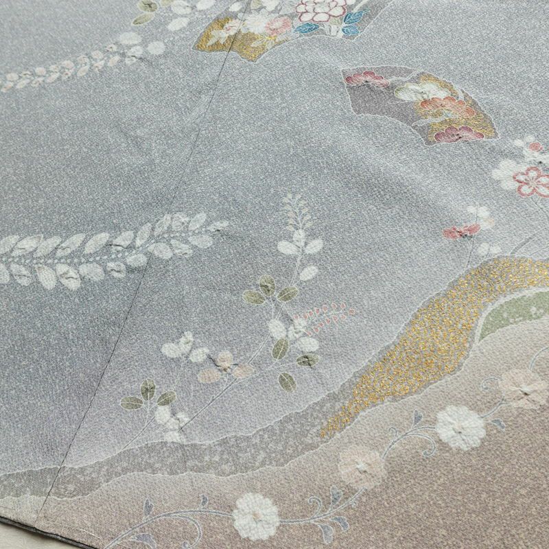 訪問着 良品 しつけ糸付き 縮緬 正絹 古典柄 袷仕立て 絞り 身丈163.5cm 裄丈67cm リサイクル着物 着物 箔 共八掛 入学式 卒業式 結婚式 七五三 お宮参り フォーマル 青・紺_画像13