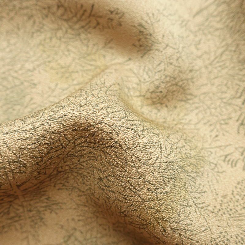 小紋 正絹 風景柄 袷仕立て 身丈147cm 裄丈61.5cm リサイクル着物 着物 ベージュ_画像21