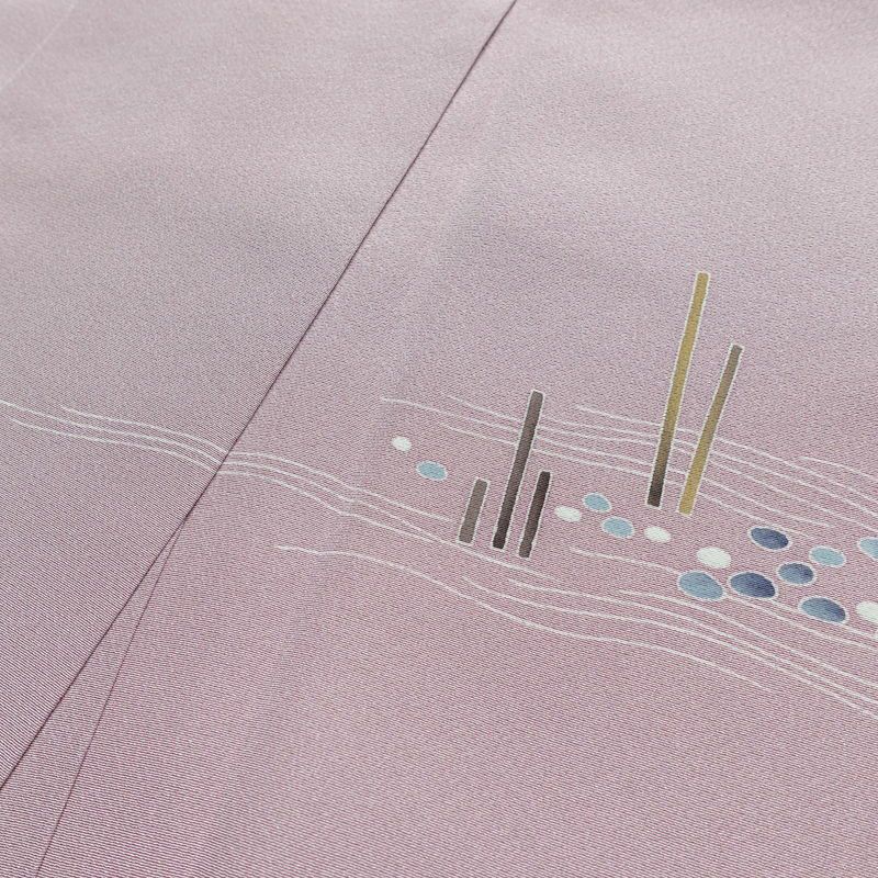 訪問着 美品 落款入り しつけ糸付き 正絹 風景柄 袷仕立て 身丈163.5cm 裄丈65cm リサイクル着物 着物 共八掛 入学式 卒業式 結婚式 七五三 お宮参り フォーマル 千鳥 紫・藤色_画像18