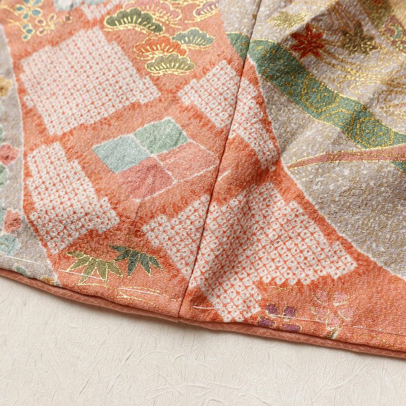 訪問着 美品 しつけ糸付き 絞り 正絹 花柄 袷仕立て 身丈167.5cm 裄丈65cm リサイクル着物 着物 刺繍 金彩 入学式 結婚式 パーティー フォーマル 絞り加工 華やか ピンク_画像14