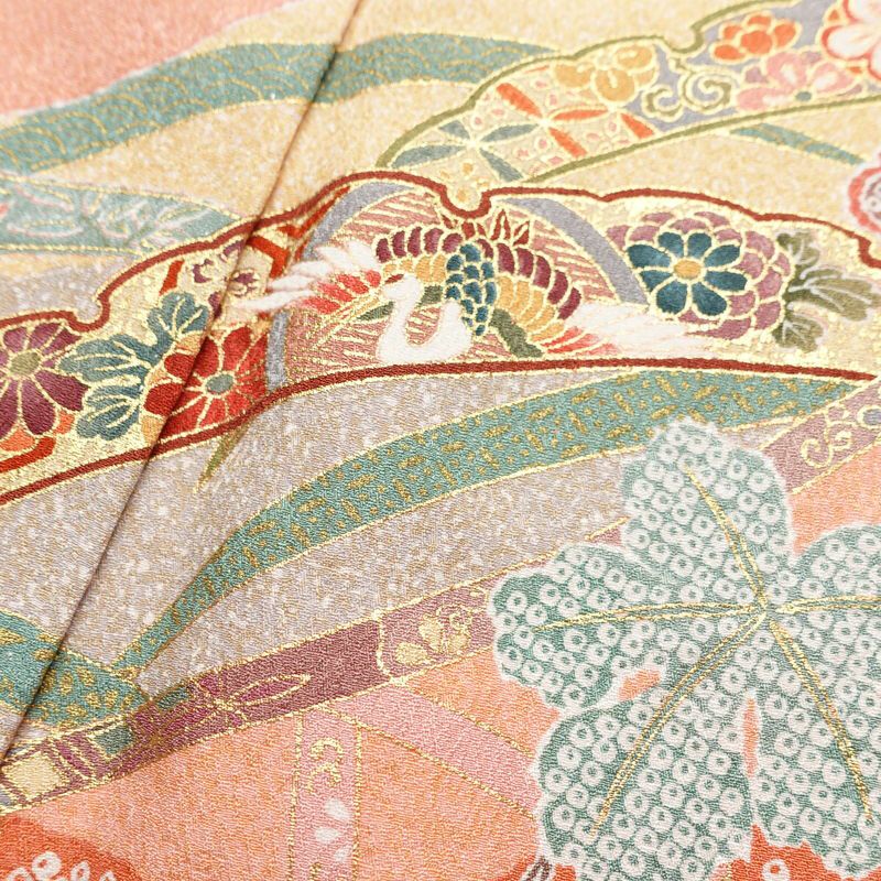 訪問着 美品 しつけ糸付き 絞り 正絹 花柄 袷仕立て 身丈167.5cm 裄丈65cm リサイクル着物 着物 刺繍 金彩 入学式 結婚式 パーティー フォーマル 絞り加工 華やか ピンク_画像20