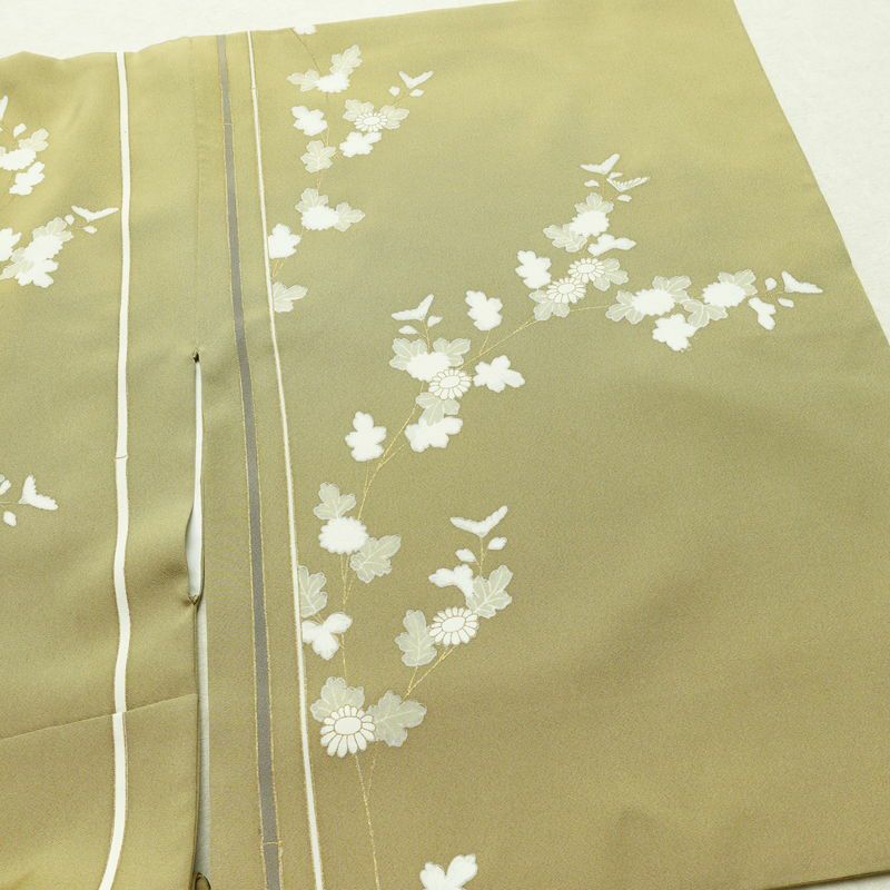 訪問着 良品 金駒刺繍 一つ紋付き 正絹 花柄 袷仕立て 身丈160.5cm 裄丈65cm リサイクル着物 着物 箔 金彩 入学式 卒業式 七五三 パーティー お宮参り フォーマル 黄・黄土色_画像15