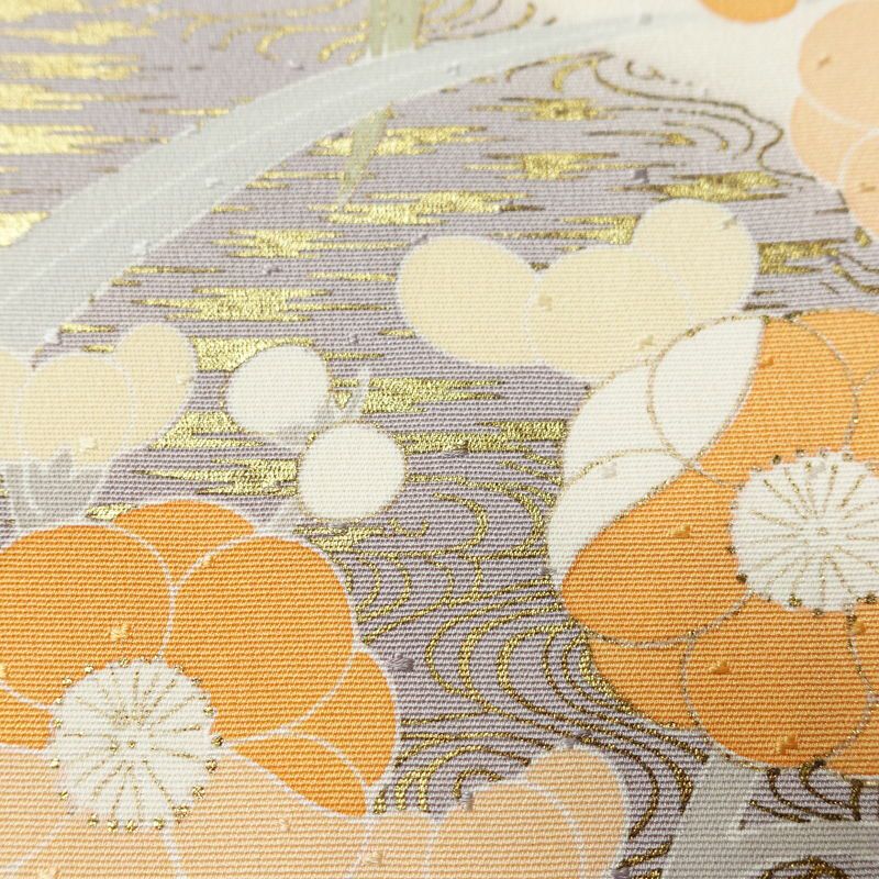 訪問着 良品 しつけ糸付き 金駒刺繍 一つ紋付き 正絹 花柄 袷仕立て 身丈152cm 裄丈63.5cm リサイクル着物 着物 箔 入学式 卒業式 結婚式 七五三 パーティー お宮参り フォーマル 紅葉 ピンクベージュ 菊 ベージュ_画像9