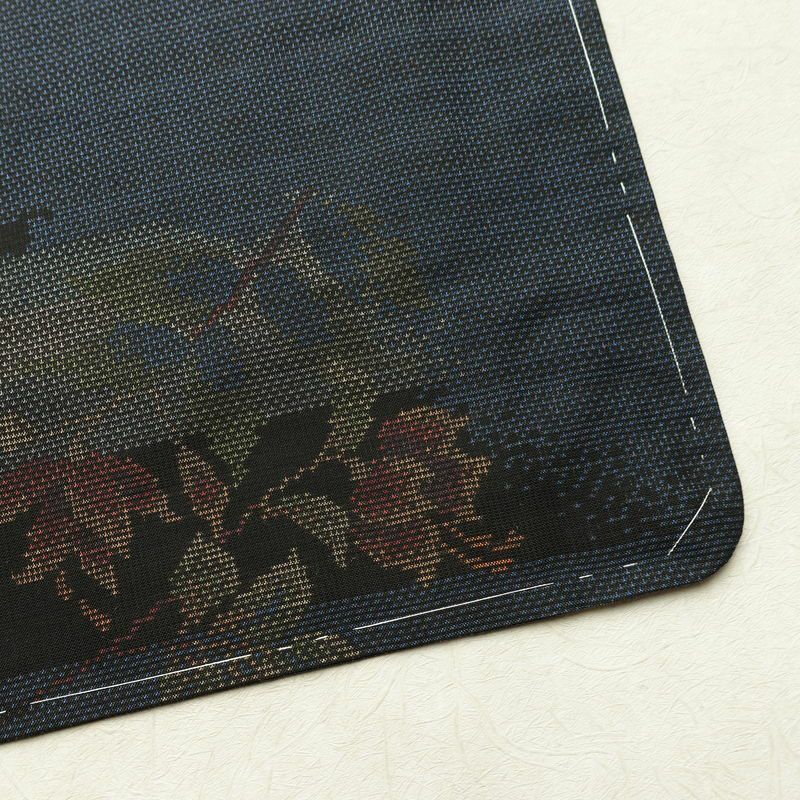 大島紬 古代染色 純泥染 良品 証紙あり しつけ糸付き 正絹 花柄 袷仕立て 身丈159cm 裄丈63cm リサイクル着物 着物 青・紺_画像15