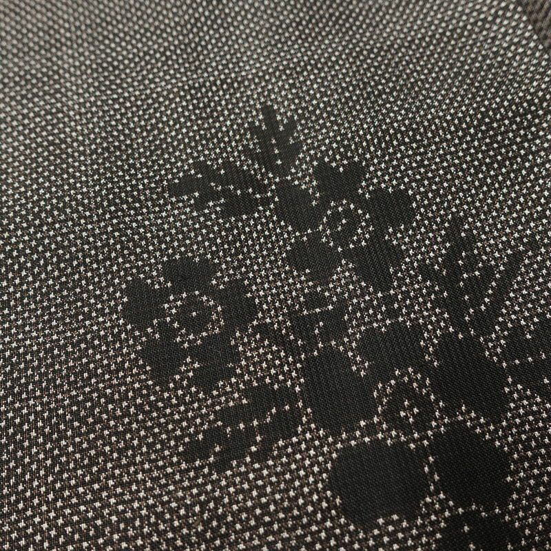 大島紬 美品 しつけ糸付き 正絹 花柄 袷仕立て 身丈159cm 裄丈63.5cm リサイクル着物 着物 未使用品 茶_画像8