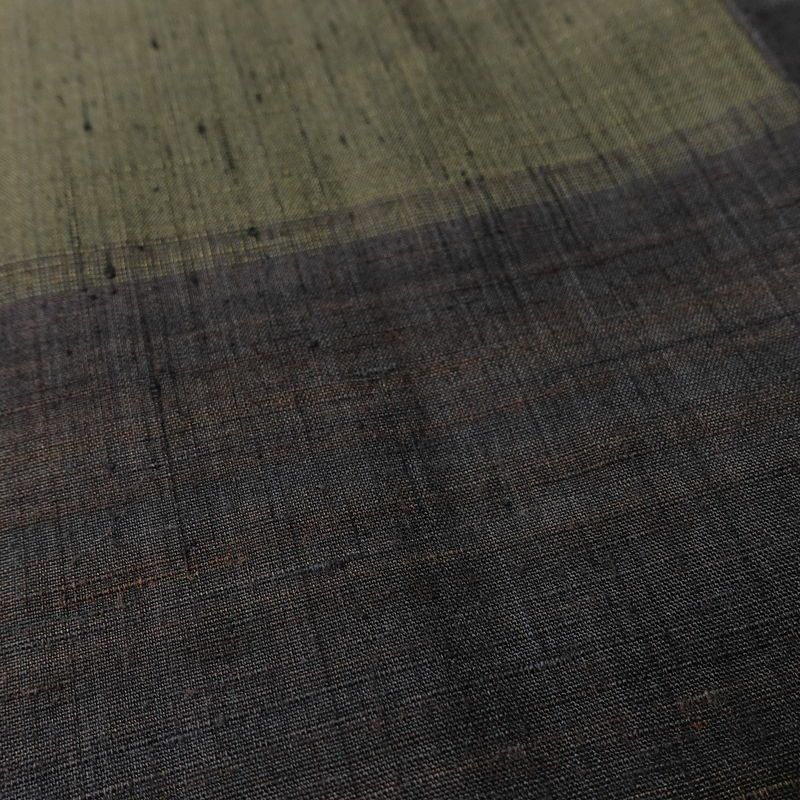 紬 正絹 縞柄・線柄 袷仕立て 身丈152.5cm 裄丈62cm リサイクル着物 着物 モダン 緑・うぐいす色_画像9