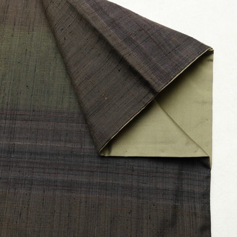紬 正絹 縞柄・線柄 袷仕立て 身丈152.5cm 裄丈62cm リサイクル着物 着物 モダン 緑・うぐいす色_画像14