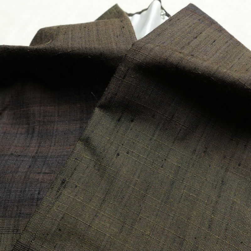 紬 正絹 縞柄・線柄 袷仕立て 身丈152.5cm 裄丈62cm リサイクル着物 着物 モダン 緑・うぐいす色_画像17