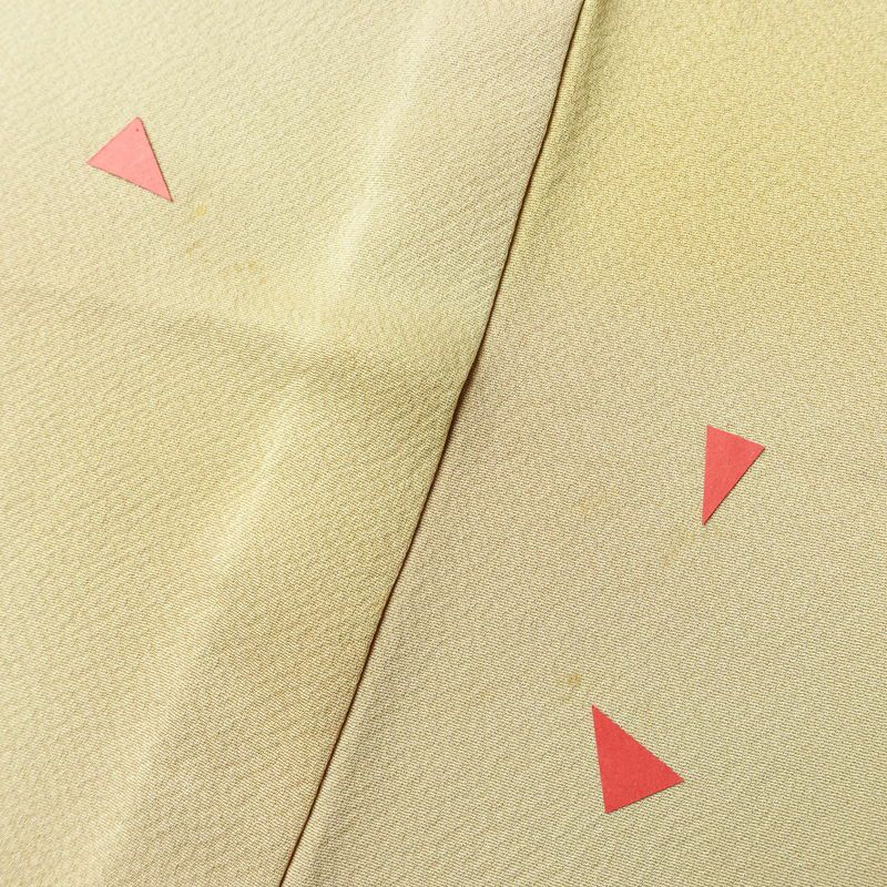 単衣 付下 一つ紋付き 正絹 木の葉・植物柄 単衣仕立て 身丈159cm 裄丈64cm リサイクル着物 着物 ぼかし シンプル ベージュ_画像11