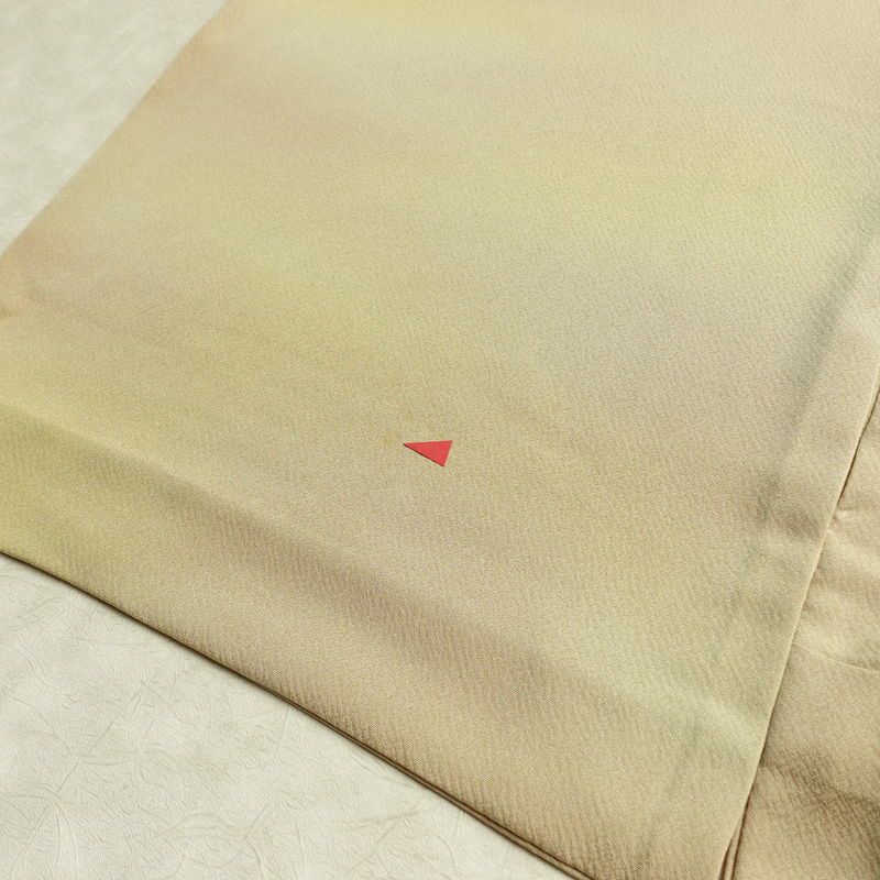 単衣 付下 一つ紋付き 正絹 木の葉・植物柄 単衣仕立て 身丈159cm 裄丈64cm リサイクル着物 着物 ぼかし シンプル ベージュ_画像15