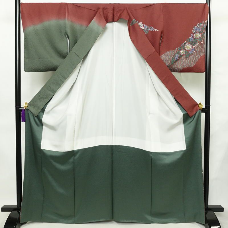 訪問着 美品 ふくれ織 正絹 花柄 袷仕立て 身丈167cm 裄丈70cm 金彩 入学式 卒業式 結婚式 七五三 パーティー お宮参り フォーマル 多色使い_画像3