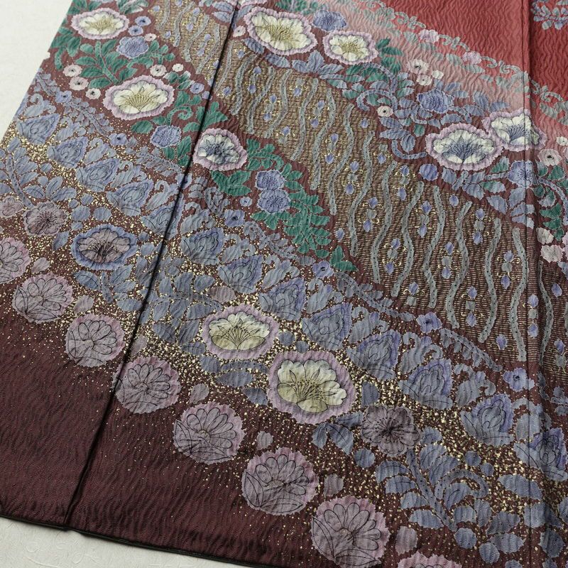 訪問着 美品 ふくれ織 正絹 花柄 袷仕立て 身丈167cm 裄丈70cm 金彩 入学式 卒業式 結婚式 七五三 パーティー お宮参り フォーマル 多色使い_画像4