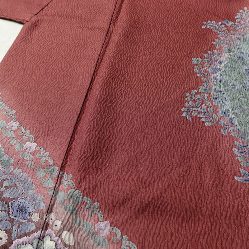 訪問着 美品 ふくれ織 正絹 花柄 袷仕立て 身丈167cm 裄丈70cm 金彩 入学式 卒業式 結婚式 七五三 パーティー お宮参り フォーマル 多色使い_画像5