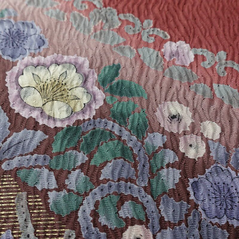 訪問着 美品 ふくれ織 正絹 花柄 袷仕立て 身丈167cm 裄丈70cm 金彩 入学式 卒業式 結婚式 七五三 パーティー お宮参り フォーマル 多色使い_画像9