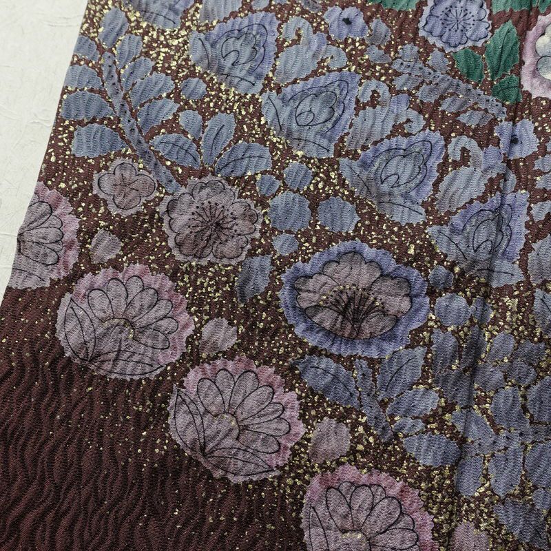 訪問着 美品 ふくれ織 正絹 花柄 袷仕立て 身丈167cm 裄丈70cm 金彩 入学式 卒業式 結婚式 七五三 パーティー お宮参り フォーマル 多色使い_画像11