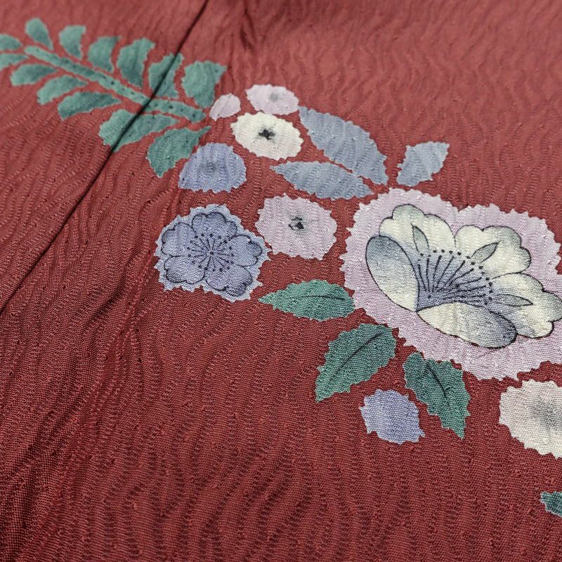 訪問着 美品 ふくれ織 正絹 花柄 袷仕立て 身丈167cm 裄丈70cm 金彩 入学式 卒業式 結婚式 七五三 パーティー お宮参り フォーマル 多色使い_画像18