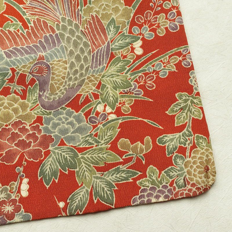 小紋 縮緬 正絹 花柄 袷仕立て 身丈154cm 裄丈65cm リサイクル着物 着物 橙_画像14